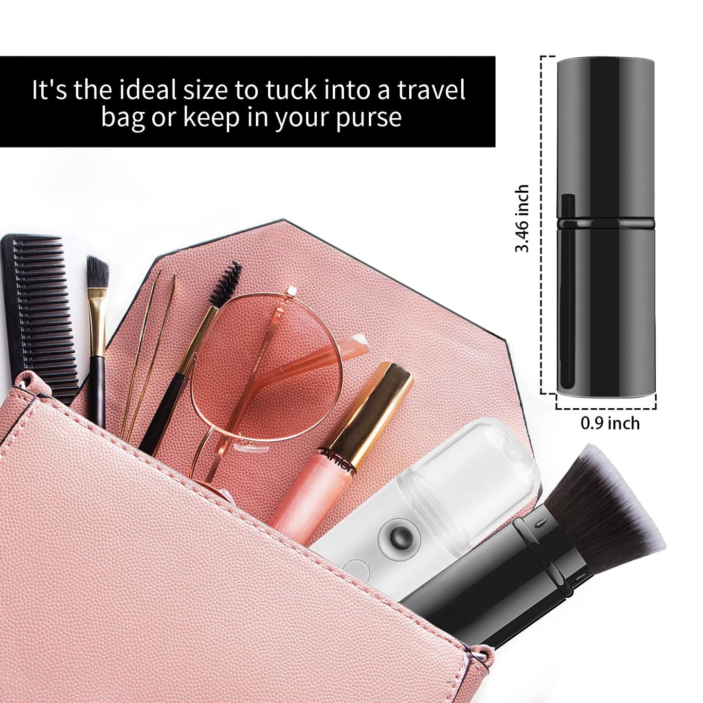 Falliny Makeup Brushes Retractable, Travel Powder Foundation Kabuki Brush, Portable Face Liquid Foundation Sunscreen Brush with Cover for Blending Liquid, Bronzer,Cream or Flawless Powder Cosmetics-BrightBean Baby