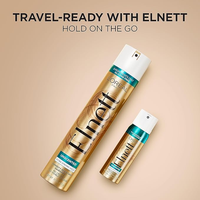 L'Oreal Paris Elnett Hair Care Elnett Satin Extra Strong Hold Hairspray - Unscented, Long Lasting + Humidity Resistant, Hair Styling Spray, 2.2 Oz-BrightBean Baby