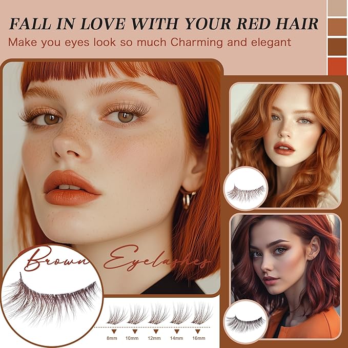 Lash Clusters - Dark Brown Lashes 360PCS Natural Wispy Fluffy Eyelash Clusters 8-16 MM Eyelash Extensions D Curl Faux Mink Lash Extensions DIY at Home-BrightBean Baby