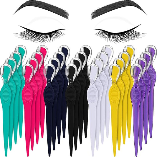 Mudder 28 Pcs Eyebrow Razor Knife Shaver Trimmer Shaver Multipurpose Exfoliating Tool Facial Hair Removal for Women Valentine Gift Giving(Multi-Colors)