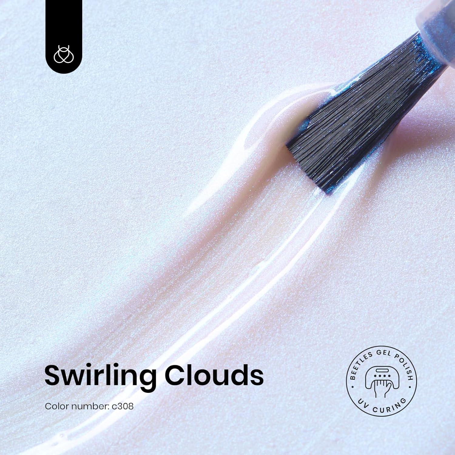 Beetles Pearl Gel Nail Polish - Swirling Clouds 15ML Pearl White Gel Polish Shimmer Mermaid Iridescent Pearlescent Nail Polish Soak Off Uv LED Lamp Need Manicure Salon DIY Nail Art Gift for Women-BrightBean Baby