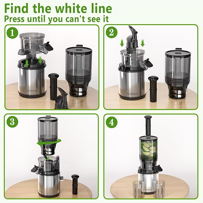 Cold Press Juicer – 6.5" Extra Large Feed Chute Fit Hands-Free Electric Masticating Juicer Machine, 350W Slow Masticating Juicer Machine for Whole Fruit and Vegetables – Easy Cleanup & Assembly