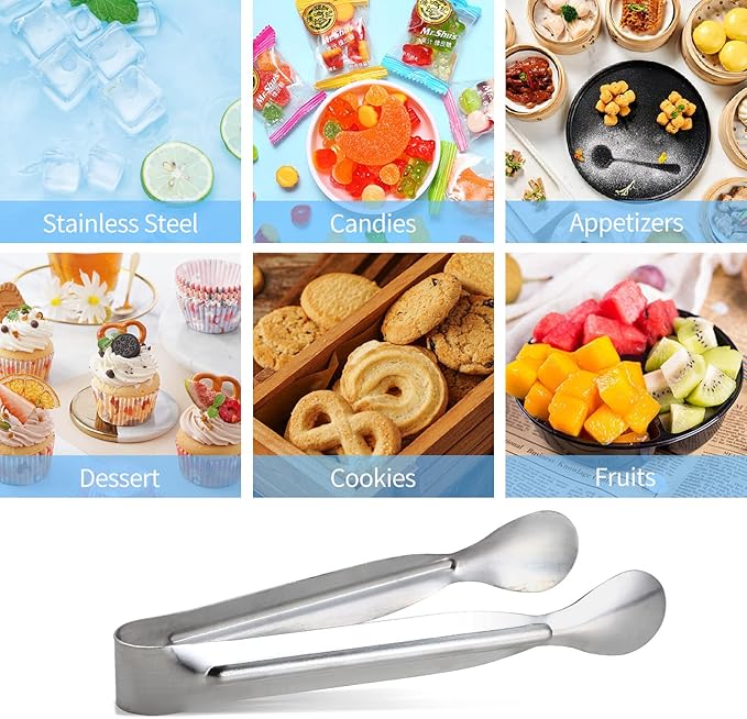 18PCS Mini Tongs for Appetizers, 5Inch Serving Tongs, Ice Tong Appetizer Tong, Small Tongs for Serving Food, Kitchen Utensils for Sugar Cubes, Coffee, Tea Party, Dessert, Charcuterie Board