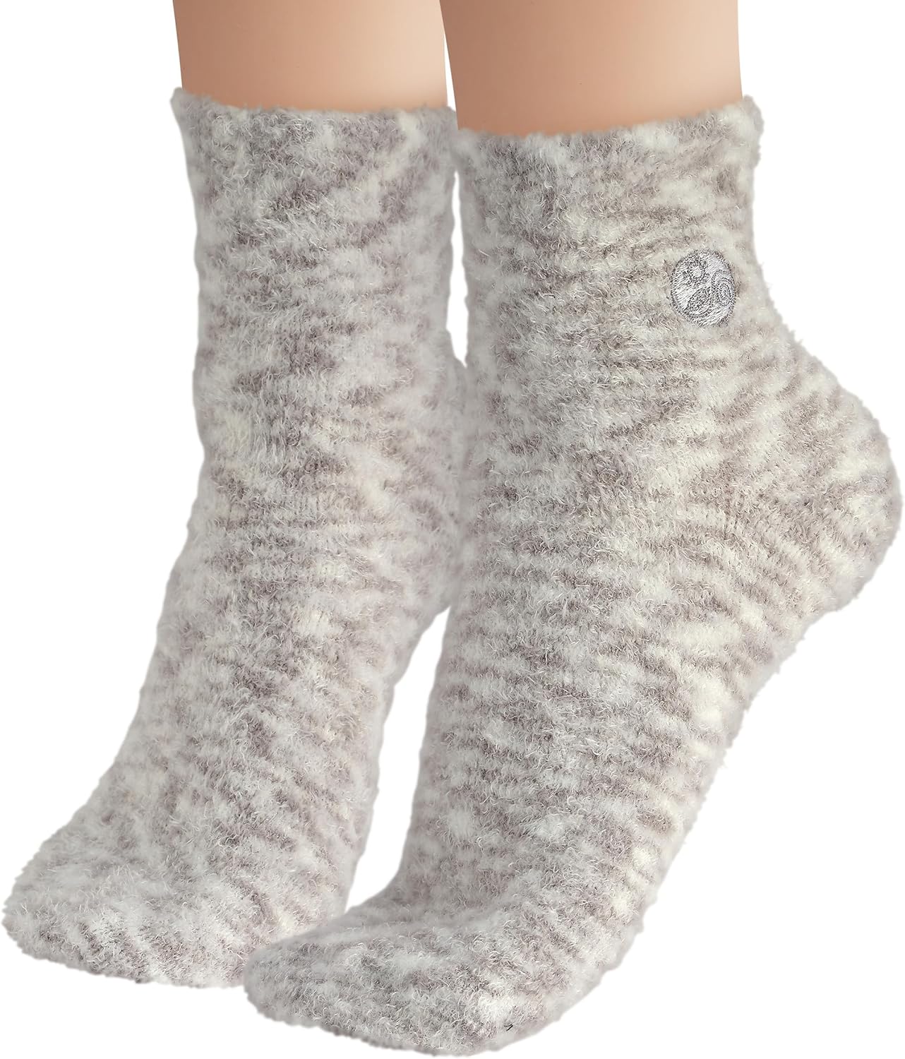 Earth Therapeutics Aloe Socks – Infused w/Aloe Vera & Vitamin E – Helps Dry Feet, Cracked Heels, Calluses – Use with Lotion – Grey/Confetti (2 Pairs)-BrightBean Baby