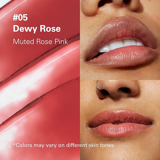 Melixir Vegan Lip Butter #05 Dewy Rose(+11 more colors), Deep Nourishing Tinted Lip Balm for Dry Lips, Bee-Free, Petrolatum-Free, Plant-Based, Hydrating for Cracked and Chapped Lips, Travel Essentials-BrightBean Baby