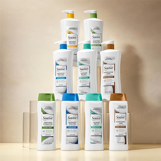 Suave Radiance Restore Hand & Body Lotion For Women With Vitamin C, Brighten & Hydrate Dry, Dull Skin, Non Greasy, Moisturizing Cream Evens Skin Tone, Allergen Free, 28 FL OZ Pump, 4 Pack-BrightBean Baby