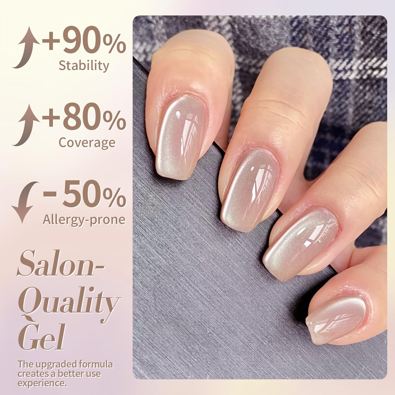 Born Pretty Cat Magnetic Eye Gel Nail Polish, Nude Moonlight Cat Magnetic Gel, Glass Shiny Effect Nude Soak Off Nail Art Salon Manicure Home Gift 15ml-BrightBean Baby