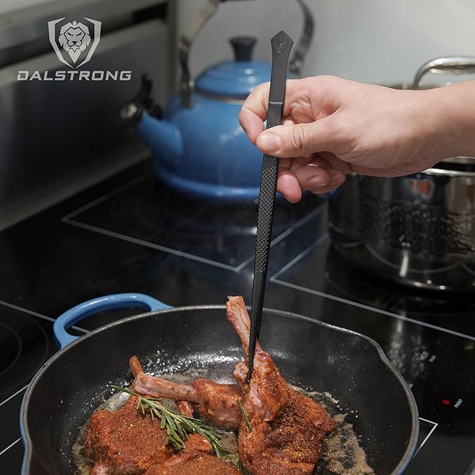 Dalstrong Professional Food Tweezers and Kitchen Tongs Set-2pc(6.5" & 10")-High-Precision, Black Titanium Coating, Multi-Use, 304 Stainless Steel-Gift Perfect for Culinary