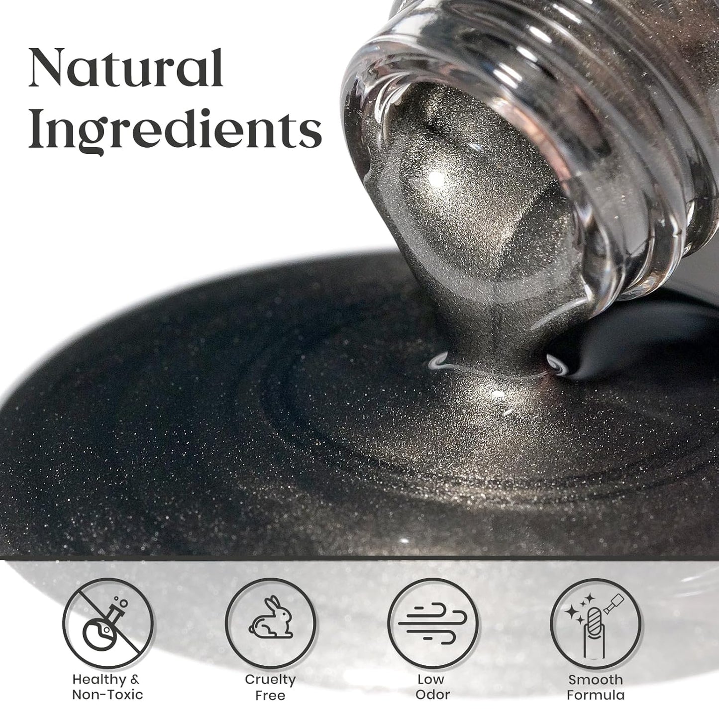 MIZHSE Dark Grey Mirror Nail Polish, Quick Dry Metallic Nail Polish, Air Dry Fast Chrome Nail Lacquer Black Oil-based Nail Art Manicure DIY Home-BrightBean Baby