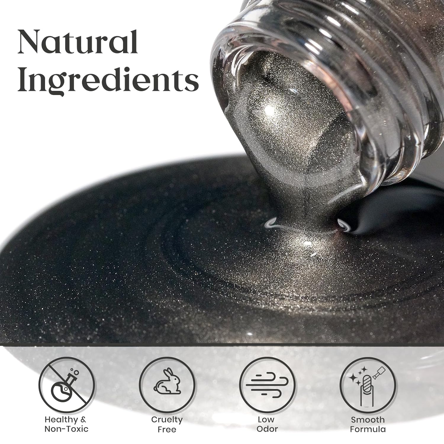 MIZHSE Dark Grey Mirror Nail Polish, Quick Dry Metallic Nail Polish, Air Dry Fast Chrome Nail Lacquer Black Oil-based Nail Art Manicure DIY Home-BrightBean Baby