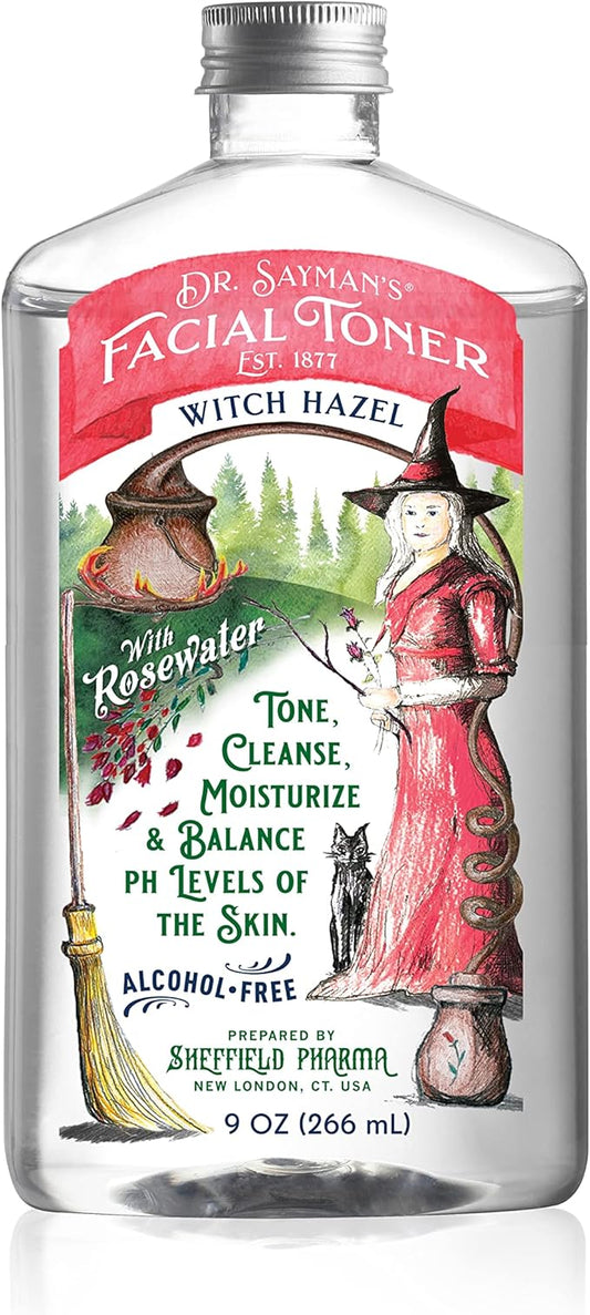 Dr. Saymans Alcohol-Free Facial Toner with Witch Hazel, Rosewater & Rice Protein, Removes Impurities & Hydrates Your Face, 9 oz-BrightBean Baby