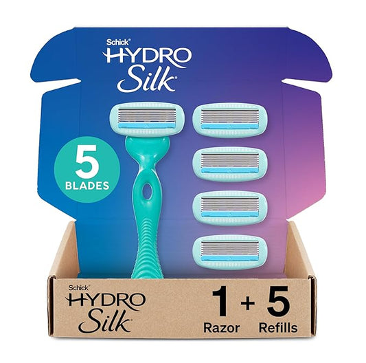 Schick Hydro Silk Ultra Sensitive Razor for Women | Womens Razor for Sensitive Skin, 5 Blade Razors for Women, Womens Razors for Shaving, Includes 1 Handle & 5 Refills-BrightBean Baby
