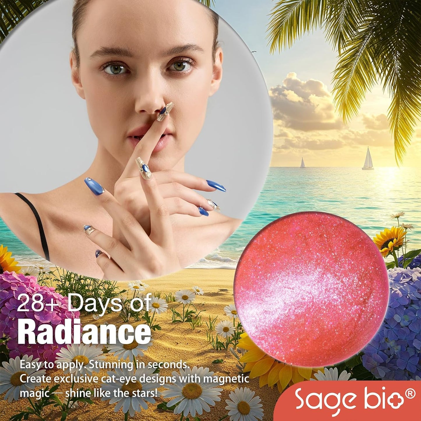 Cat Eye Gel Nail Polish, 15ml Magnetic Gel, High-Gloss Finish, Long-Lasting, DIY Manicure Kit with Magnet Stick, Stunning 3D Magnetic Effect, 02-BrightBean Baby