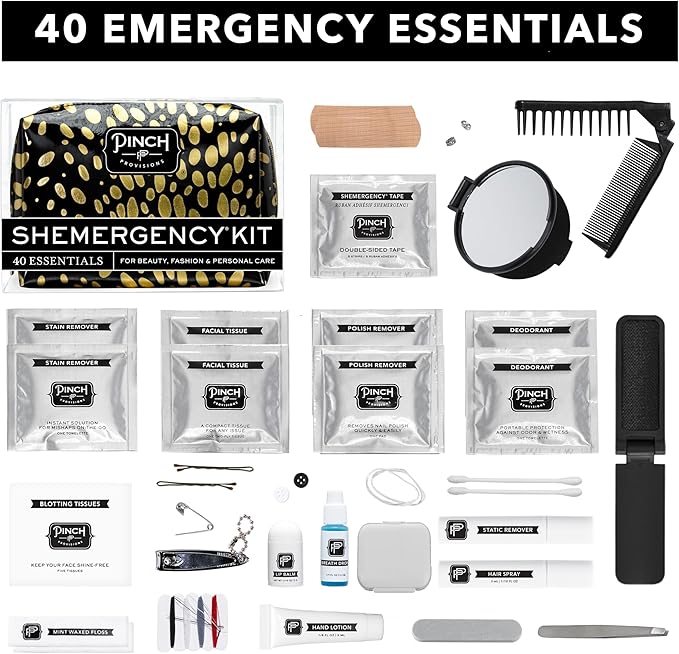 Pinch Provisions Shemergency Kit for Her, 40 Emergency Essential Items, Compact, Multi-Functional Pouch, Gift for Women, Birthday, Bachelorette Parties, and More!-BrightBean Baby