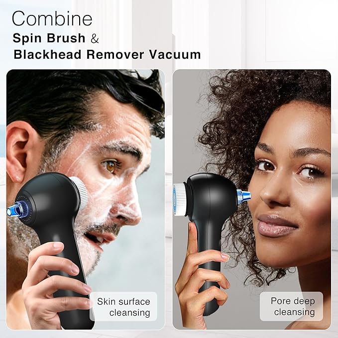 Face Scrubber Exfoliator with LCD Screen,Rechargeable Facial Cleansing Brush IPX7 Waterproof 3 in 1 Blackhead Remover Vacuum for Exfoliating,Massaging and Deep Pore Cleansing-BrightBean Baby