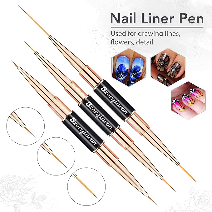 Nail Art Bushes Set, Professional 5Pcs Double-Ended Nail Brush Kit for Details, Long Lines, Ombre & 3D Design-Perfect for DIY Manicures & Salons (Black)-BrightBean Baby