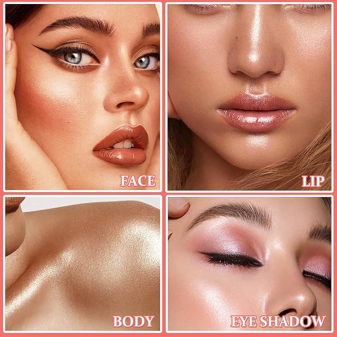 3PCS Polvo De Hadas Highlighter Glitter Stick Body Glitter Shimmer Face Brightening Highlighter Contour Powder Makeup Stick Face Fairy Glitter Highlighter Makeup-White,Pink,Golden brown-BrightBean Baby