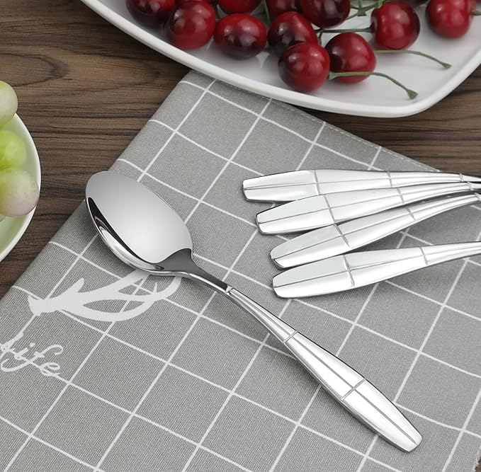 Stainless Steel Flatware Dessert Spoons, Set of 12