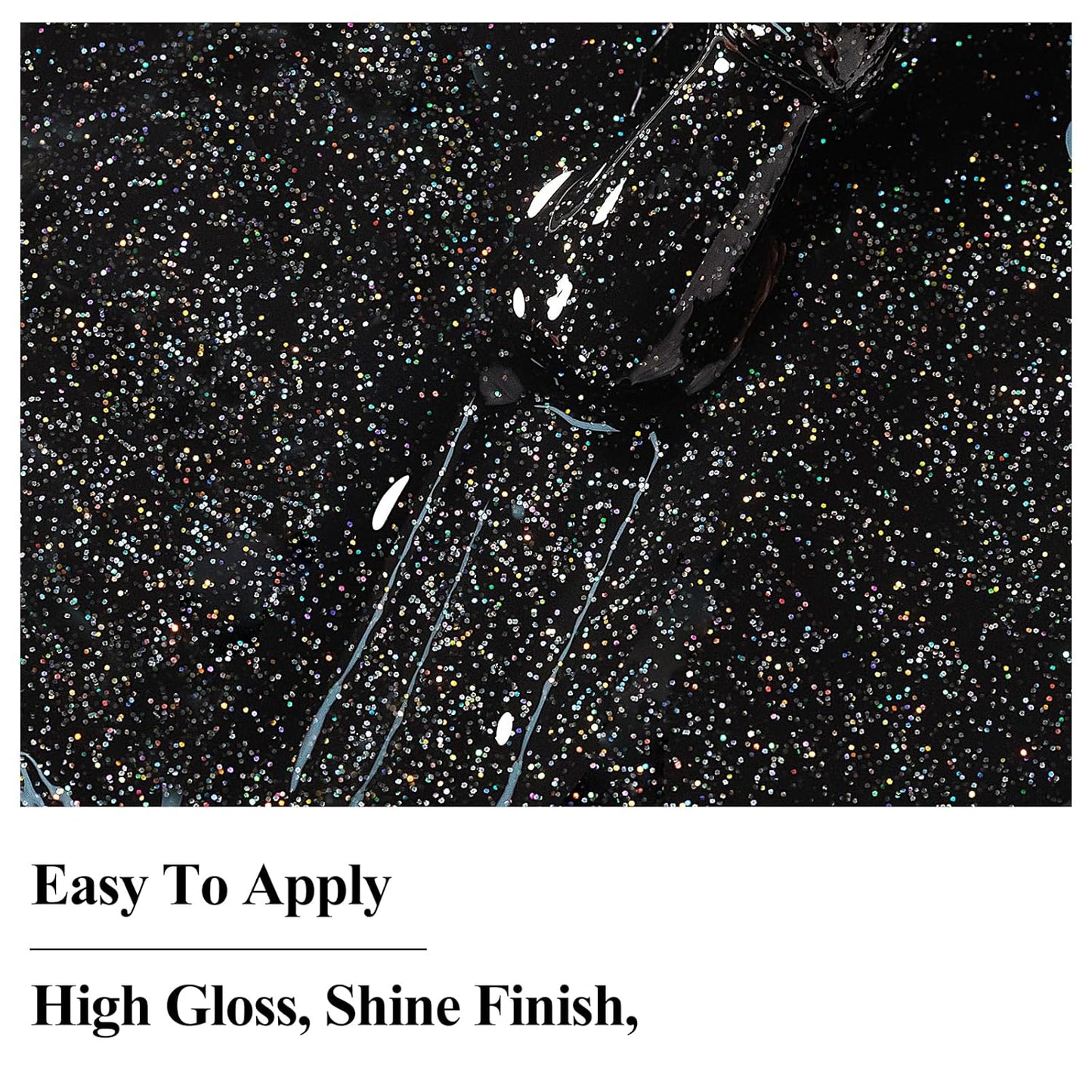 Nail Polish Quick Dry, Black Glitter Nail Lacquer Air Fast Drying, Sparkle Mooncat Nail Pigment Oil-based High Coverage Holographic Fingernail Concealer Polish, 1PC 12ML Long Wear-BrightBean Baby