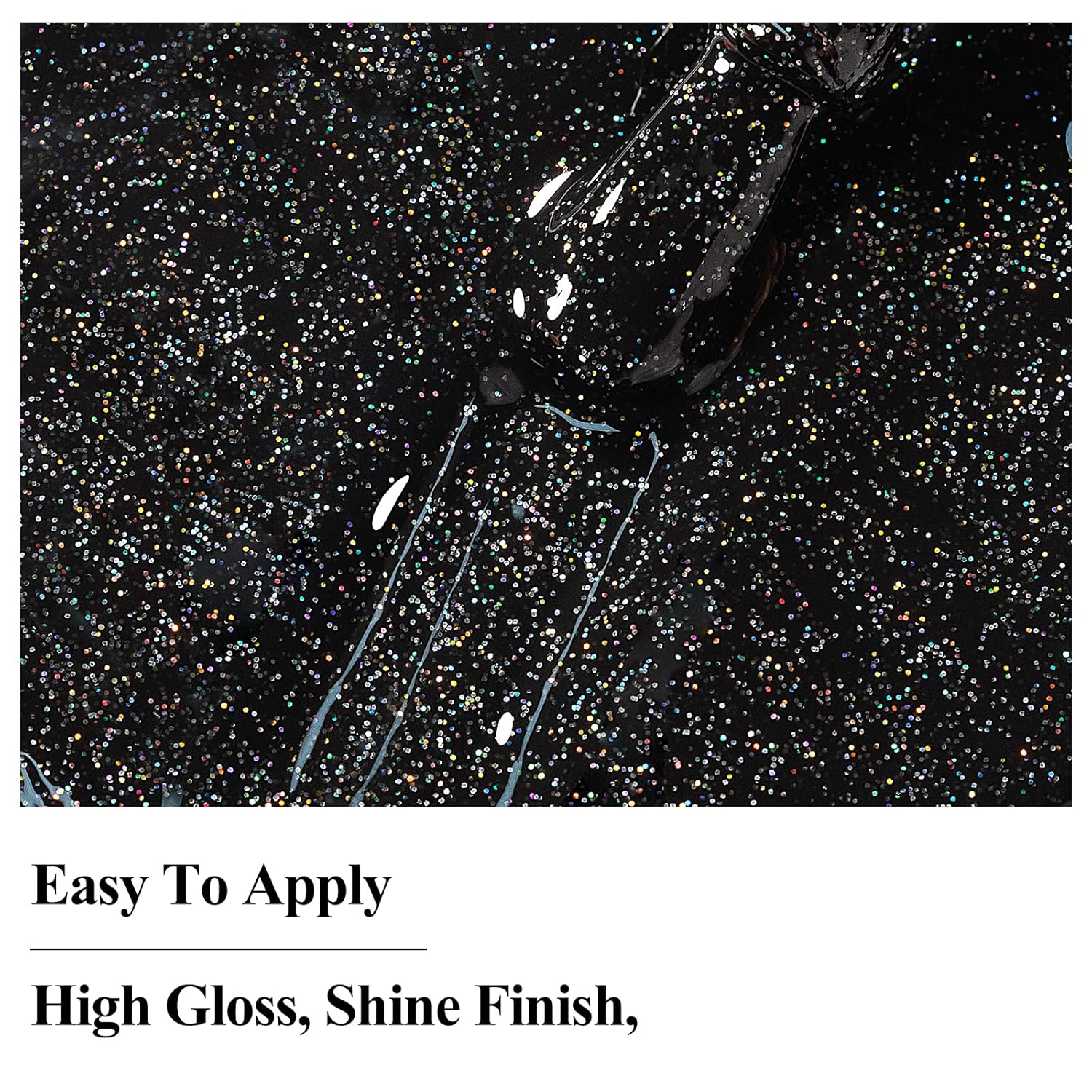 Nail Polish Quick Dry, Black Glitter Nail Lacquer Air Fast Drying, Sparkle Mooncat Nail Pigment Oil-based High Coverage Holographic Fingernail Concealer Polish, 1PC 12ML Long Wear-BrightBean Baby