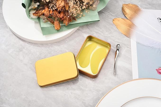 CCbeauty Reusable Under Eye Patches + Eye Cream Applicator Value Set | 100% Silicone Eye Gel Pads | Boost Hydration | Minimize Fine Lines + Wrinkles + Dark Circles | Storage Tin Included | Mango-BrightBean Baby