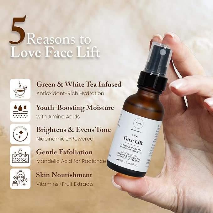 4 Oz Face Lift Mist - Hydrating Face Moisturizer with Green Tea & Niacinamide - Natural Skin Care Spray with Antioxidants, Amino Acids & Aloe for Brighter, Softer Complexion-BrightBean Baby
