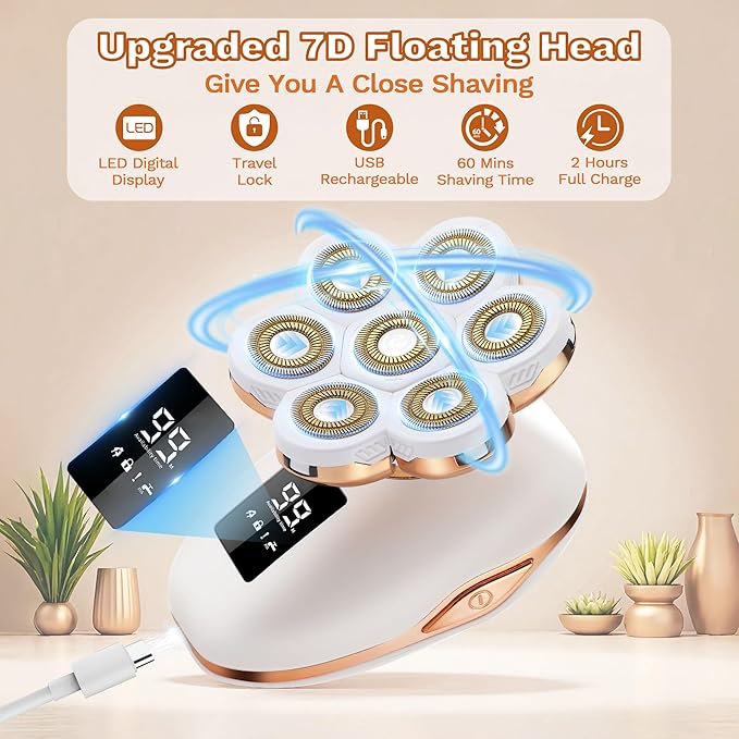 Electric Razors for Women, 7D Electric Shaver for Women, 5 in 1 Lady Shavers, Wet/Dry Bikini Trimmer, Rechargeable Facial Hair Removal, Painless Face Razor for Arms Legs Armpit Pubic Area-BrightBean Baby