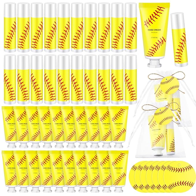 144 Pcs Softball Lip Balm Hand Cream Set Softball Accessories Softball Party Favors Including 36 Softball Lip Balm 36 Moisturizing Hand Cream 36 Bags 36 Softball Cards and Ropes for Kids Gifts-BrightBean Baby
