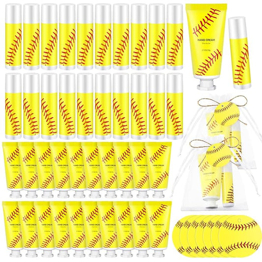 144 Pcs Softball Lip Balm Hand Cream Set Softball Accessories Softball Party Favors Including 36 Softball Lip Balm 36 Moisturizing Hand Cream 36 Bags 36 Softball Cards and Ropes for Kids Gifts-BrightBean Baby