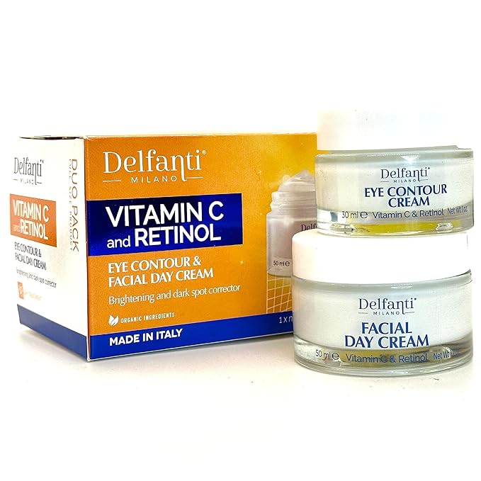 VITAMIN C & RETINOL DUO PACK Full Size Facial Day Cream and Eye Contour Cream • Brightening and Dark Spot Corrector-BrightBean Baby