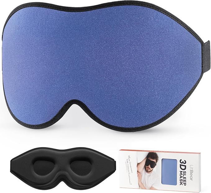 LitBear Sleep Masks, Light Blocking Eye Mask Sleeping for Women Men Side Sleeper, Soft 3D Comfortable Sleeping Mask with Adjustable Elastic Strap for Travel-BrightBean Baby