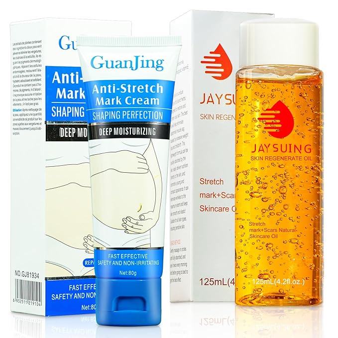 Stretch Mark Cream Stretch Mark Oil for Pregnancy, Stretch Mark Removal Belly Butter for Pregnant Women To Prevent And Repair Maternity Stretch Marks Scar Cream 2.82 Oz Skincare Body Oil 4.2 Fl.oz-BrightBean Baby