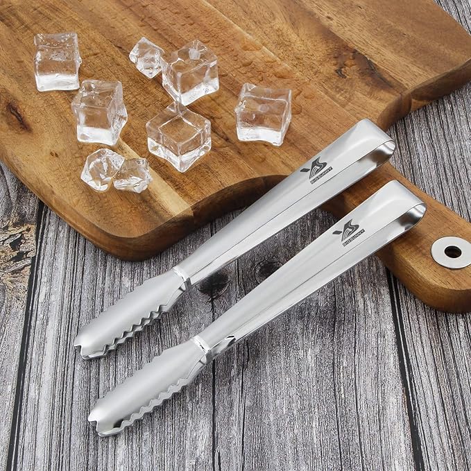 MSY BIGSUNNY Durable Stainless Steel Ice Tongs, 7 inch Sugar Cube Serving Tongs, Set of 2