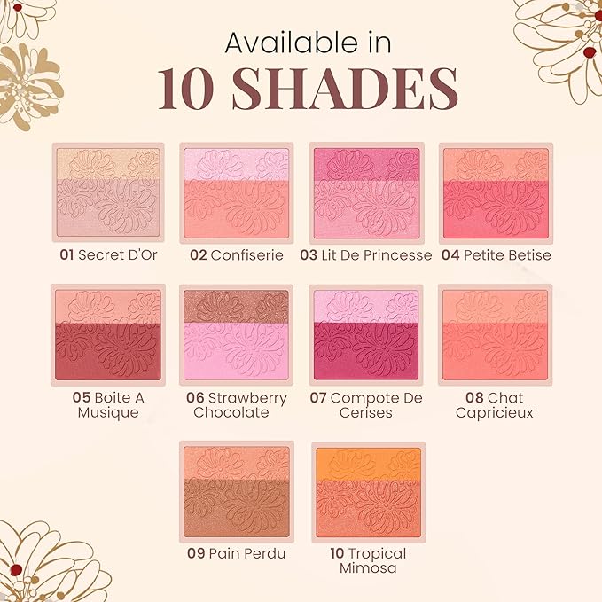 Paul & Joe Pressed Blush Palette Refill Only, Case Sold Separately, Oil-Absorbing Blush Powder, Bi-Color Face Blushes with Fitting Veil Powder, Light Beige and Light Pink, 01 Secret D'Or, 0.17 oz-BrightBean Baby