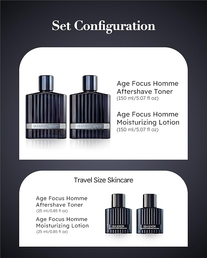 ISA KNOX Age Focus Homme (Premium Skincare Gift Set, 12.2fl oz) - Even Skin Tone & Wrinkle Care. Toner and Lightweight Moisturizer Set , Niacinamide, Adenosine | Korean Skincare,-BrightBean Baby
