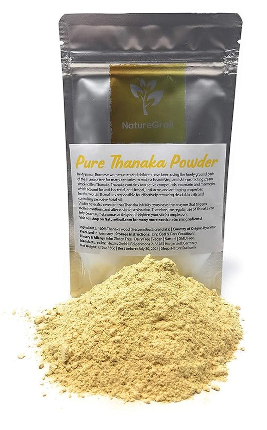 Pure Thanaka Powder - Tanaka From Thailand - Ingredients: 100% Thanaka Wood Powder (Hesperethusa Crenulata) - Net Weight: 1.76oz / 50g-BrightBean Baby