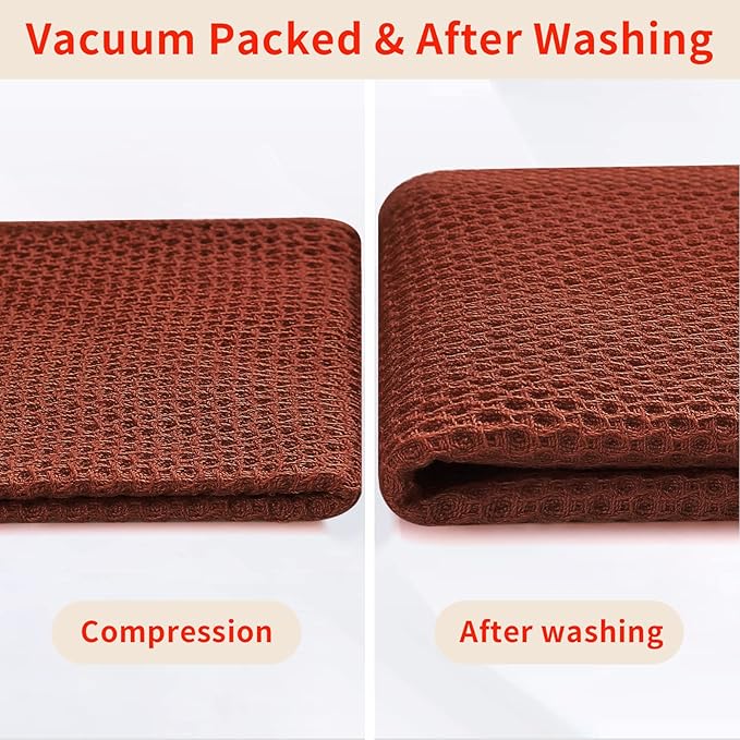 Homaxy 100% Cotton Waffle Weave Kitchen Dish Cloths, Ultra Soft Absorbent Quick Drying Dish Towels, 12 x 12 Inches, 8-Pack, Rust