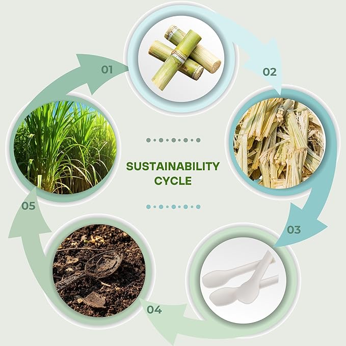 200 Count Compostable Spoons, 4.3 Inch Biodegradable Plant Fiber Disposable Cutlery, Eco Friendly, Home Compostable, Bulk Pack for Parties, Catering, Coffee, Desserts & Everyday Use