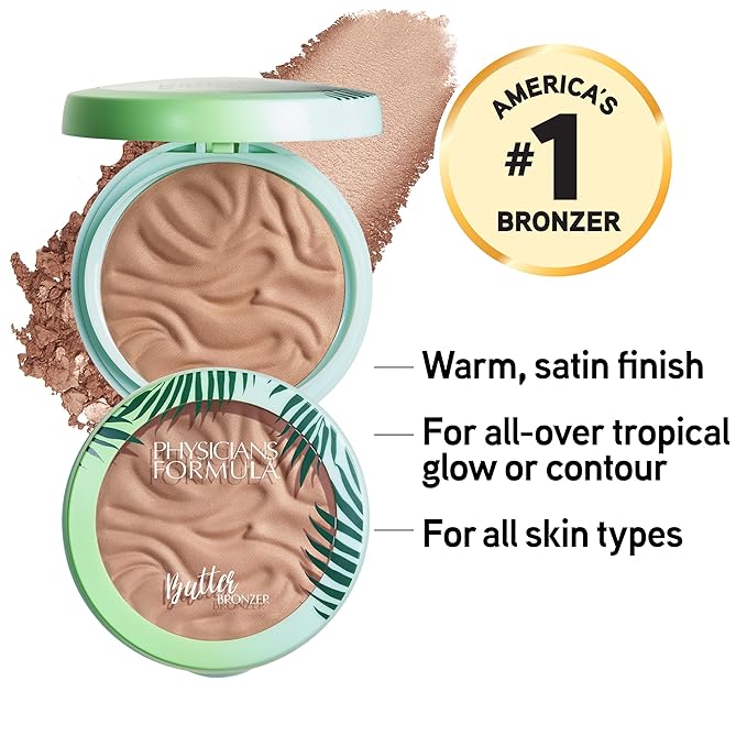 Physicians Formula Murumuru Butter Bronzer, Moisturizing, Nourishing Murumuru Butter for Silky Glow, Dermatologist Tested, Hypoallergenic, Vegan & Cruelty-Free - Light Bronzer-BrightBean Baby