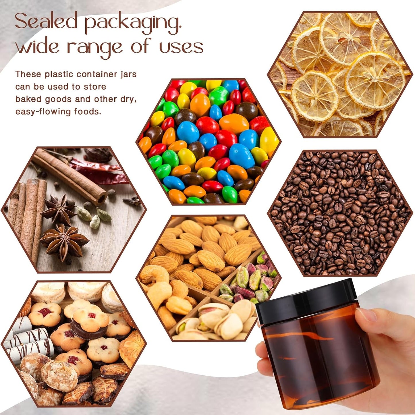 SATINIOR 100 Pcs Plastic Jars with Lids Small Containers Lids Wide Mouth Small Plastic Containers for Lotion Cream Rhinestones Body Butters Travel Storage(8 oz, Amber)-BrightBean Baby