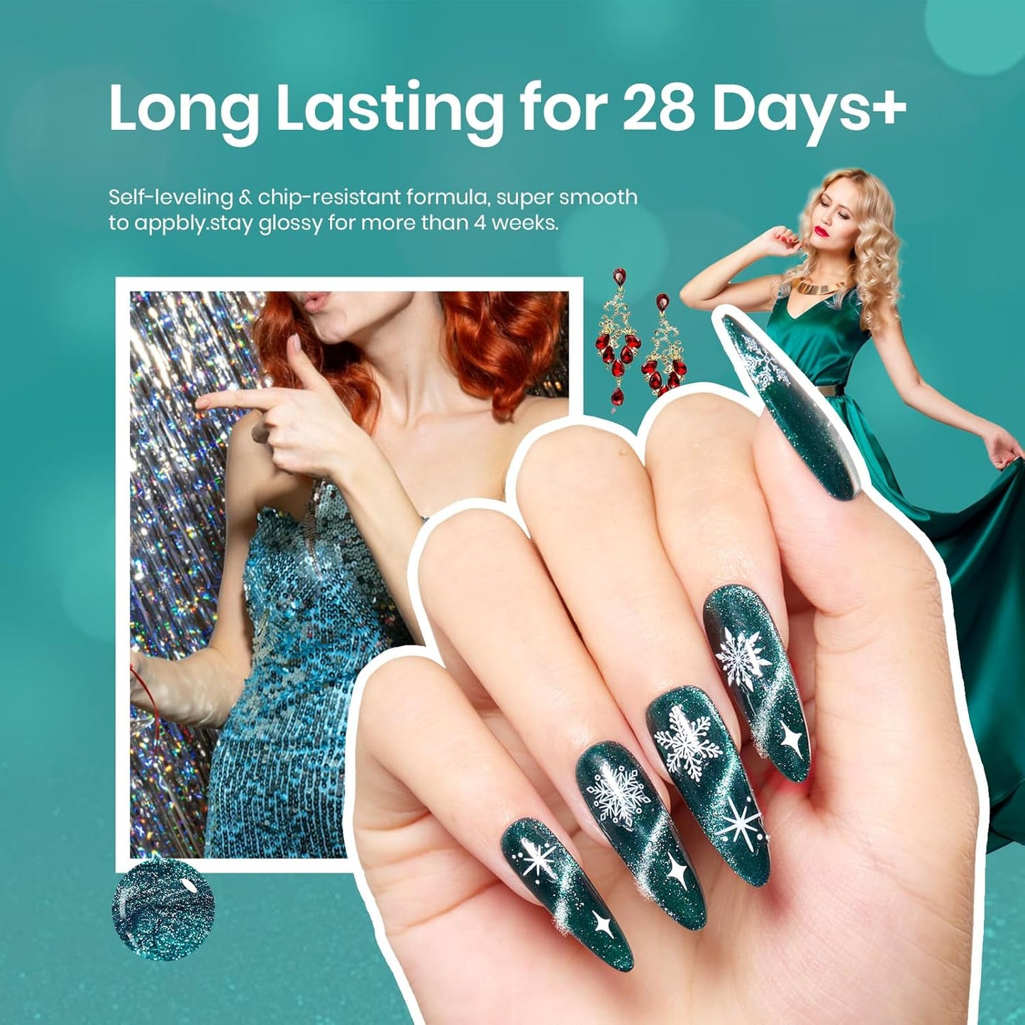 Beetles Green Cat Eye Gel Nail Polish, 9ml Glitter Gel Polish with Magnet Shimmer Green Velvet Soak Off UV LED Nail Lamp Nail Art DIY Home Manicure Design Gift for Women-BrightBean Baby