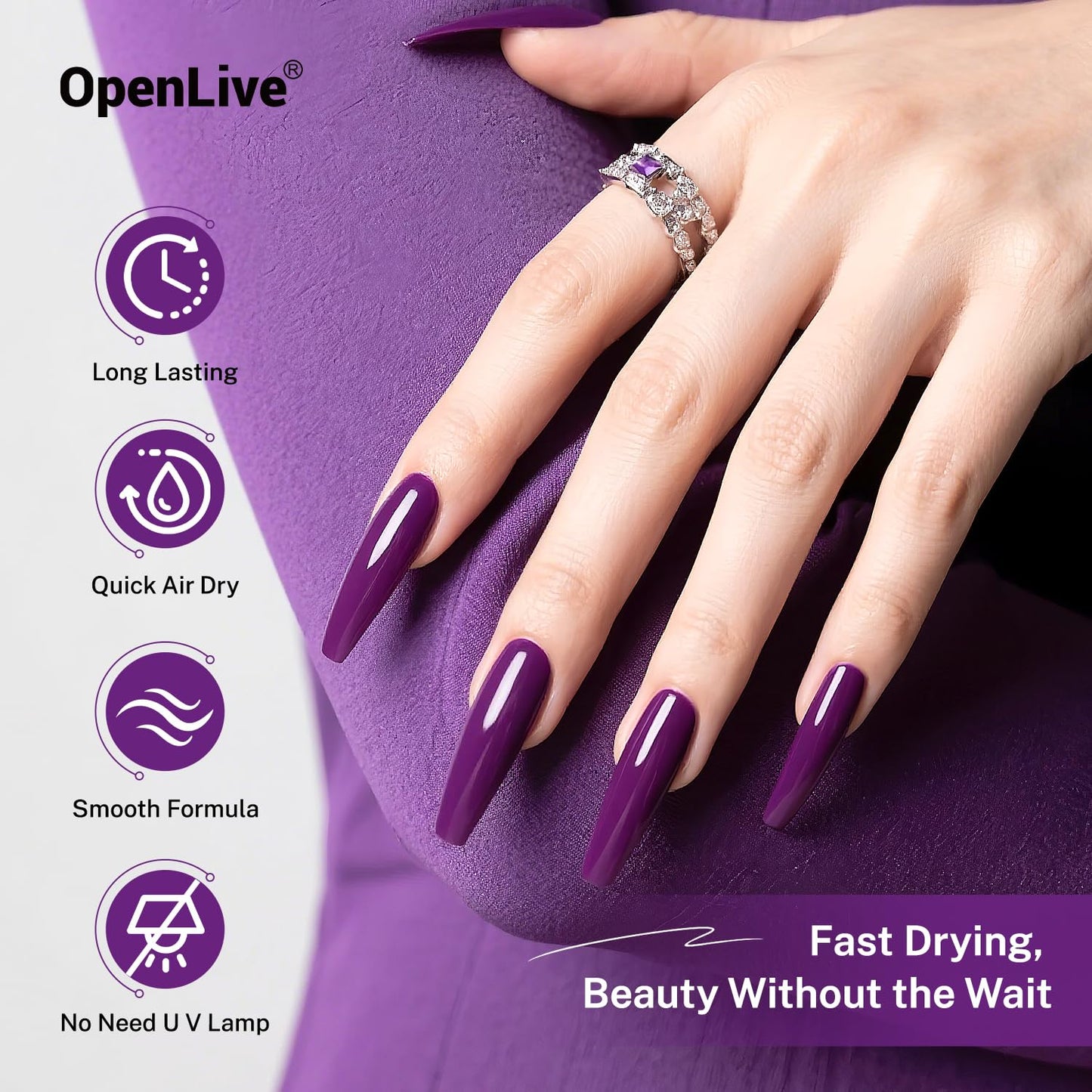 16.5ml Purple Nail Polish Large Volume Quick Drying Nail Polish, Fast Drying and Long Lasting Color Nail Art DIY Home Manicure Gift for Women-BrightBean Baby