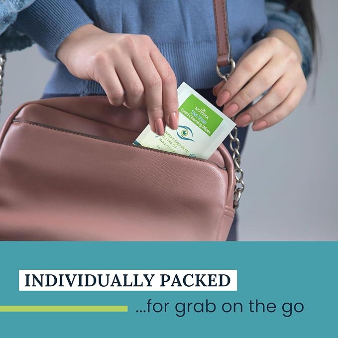 NOVEHA Tea Tree Oil Eyelid & Lash Wipes With Hyaluronic Acid, Green Tea & Chamomile For Blepharitis & Itchy Eyes, Individually Wrapped Eyelash Wipes Natural Makeup Remover & Daily Cleanser (Pack of 3)-BrightBean Baby