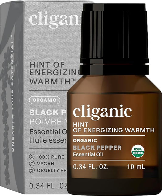 Cliganic Organic Black Pepper Essential Oil, 100% Pure Natural for Aromatherapy | Non-GMO Verified (Packaging May Vary)-BrightBean Baby