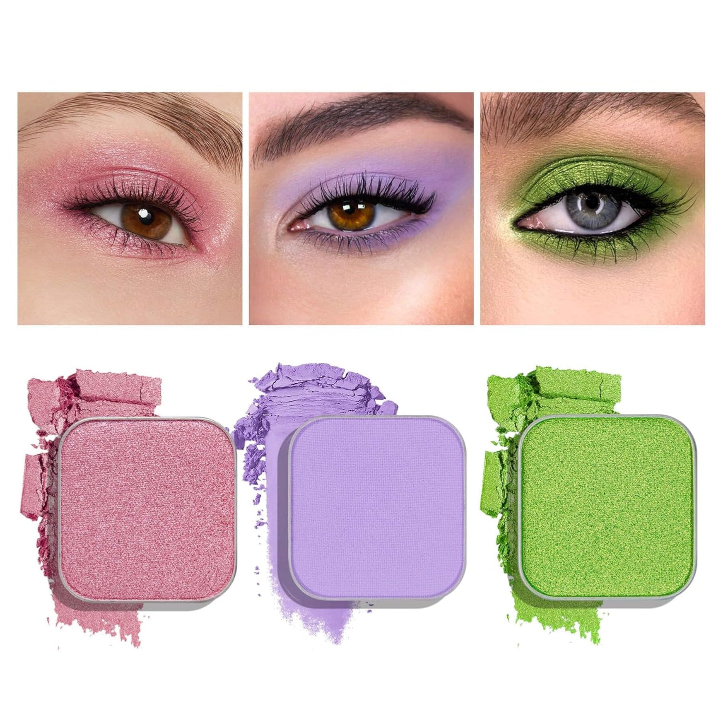 3-Color Eyeshadow Combo Pack – Matte & Shimmer Neutral Shades,Powder, Highly Pigmented, Long-Lasting, Refills Pans for Custom Magnetic Palette-BrightBean Baby