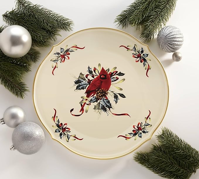 Lenox 853785 Winter Greetings Round Serving Turkey Platter, Christmas Hosting