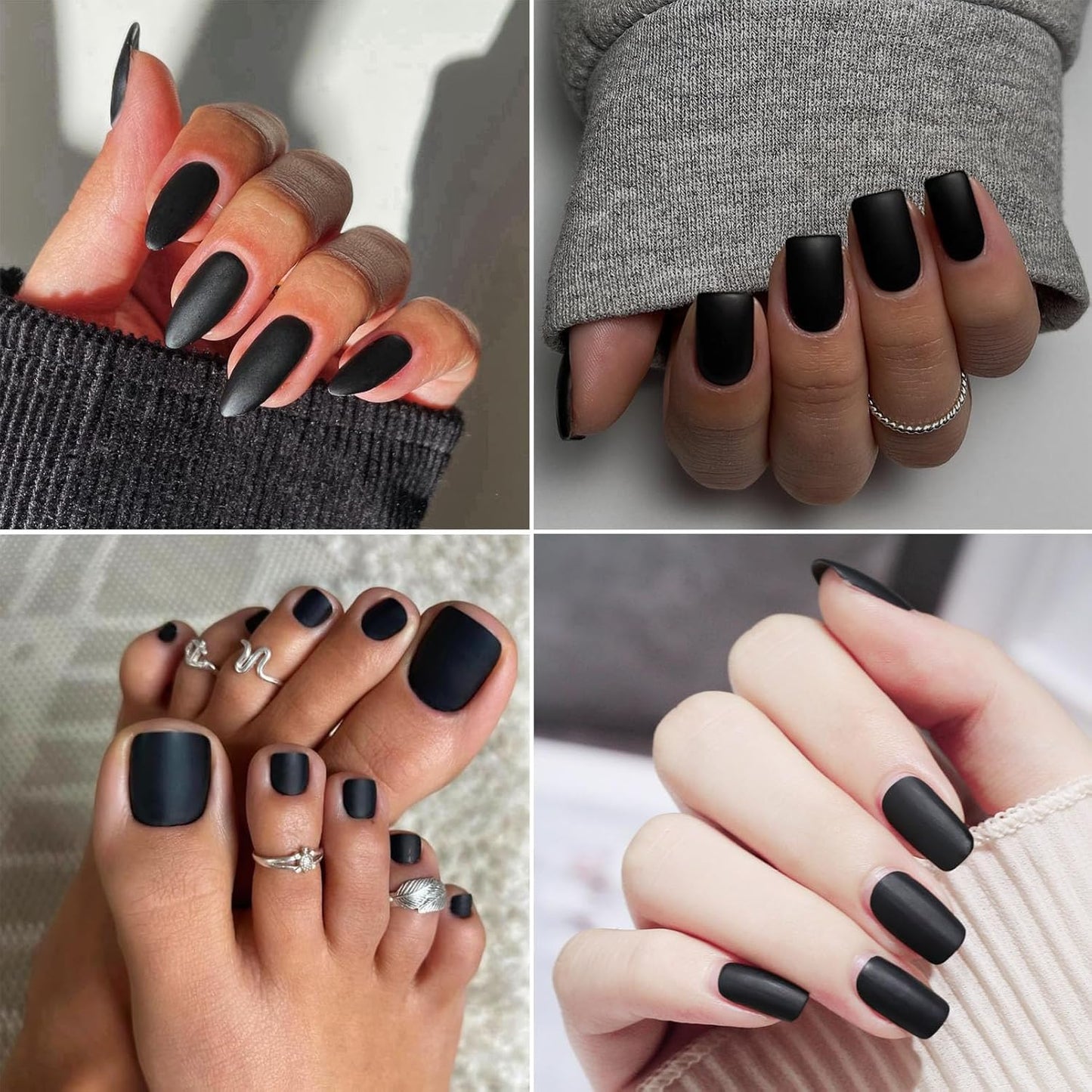 Matte Black Nail Polish - Matte Finish Black Fingernail Polish - Fast Drying Nail Varnish Mist Effect - Silky Velvet Nail Lacquer For Women Girls Manicure DIY at Home - No Need Bake-BrightBean Baby