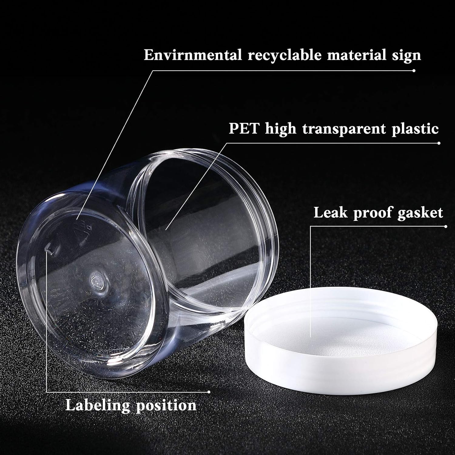 SATINIOR 100 Pcs Plastic Jars with Lids Small Containers Lids Wide Mouth Small Plastic Containers for Lotion Cream Rhinestones Body Butters Travel Storage(8 oz,White)-BrightBean Baby