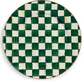MACKENZIE-CHILDS Enamel Serving Platter, Decorative Serving Platter for Food, 16 Inches, Green-and-White Emerald Check