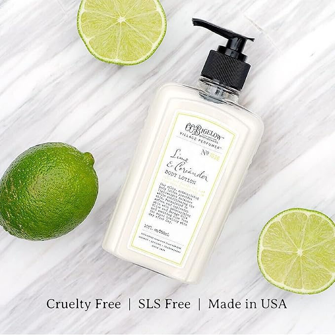 C.O. Bigelow Lime Coriander Body Lotion, Village Perfumer Moisturizing Body Lotion with Aloe Vera, Borage Oil & Olive Oil, 10 Fl Oz-BrightBean Baby